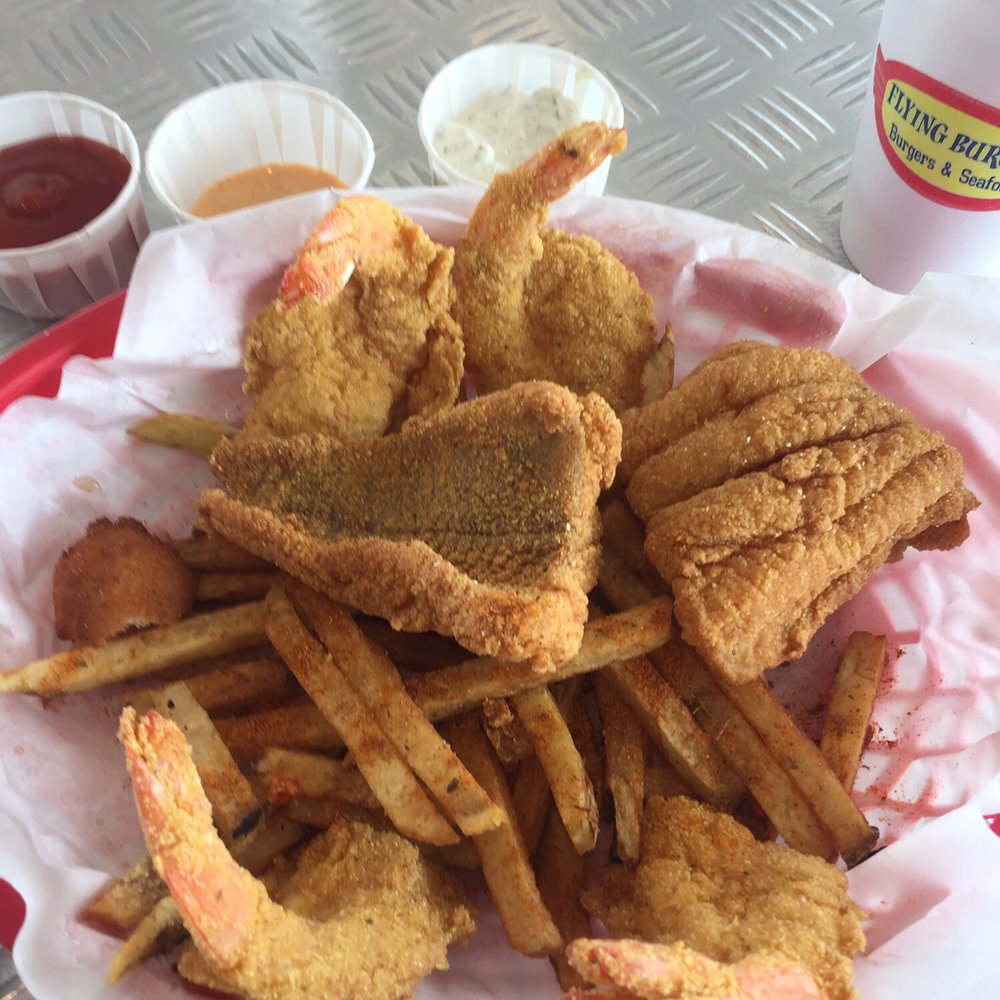 Flying Burger - The 2 pic catfish, 4pc shrimp combo - YUM! - Burgers Near Me - El Dorado, Arkansas Flying Burger - The 2 pic catfish, 4pc shrimp combo - YUM! - Burgers Near Me - El Dorado, Arkansas