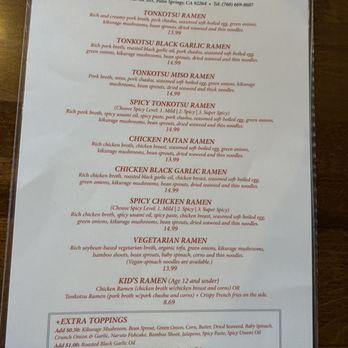 Torakichi Ramen - La Quinta - Menu front - Ramen Near Me - La Quinta, California Torakichi Ramen - La Quinta - Menu front - Ramen Near Me - La Quinta, California