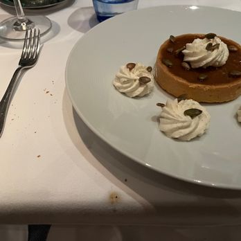 The Belvedere - Putting the pumpkin pie straight on the dirty table without using a crumber to clean it - Breakfast & Brunch Near Me - Beverly Hills, California The Belvedere - Putting the pumpkin pie straight on the dirty table without using a crumber to clean it - Breakfast & Brunch Near Me - Beverly Hills, California