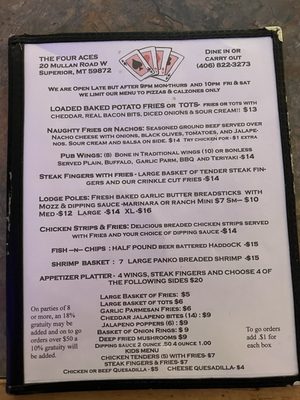 Menu photo 3 Four Aces Bar Superior, MT Menu photo 3 Four Aces Bar Superior, MT