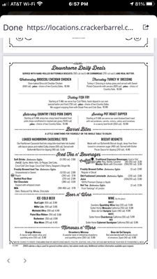 Menu photo 4 Cracker Barrel Old Country Store Panama City, FL
