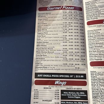 Giovanni's Pizza & Pasta - Menu as of 12/24/25. - Pizza Near Me - Concord, North Carolina