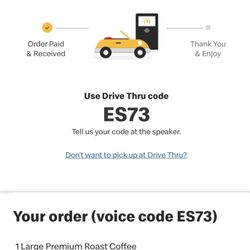 McDonald's - Screenshot of order from the app