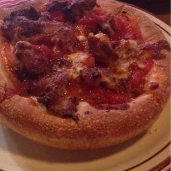 The Silo Restaurant - Personal pan pizza with the sausage and fresh tomatoes - Pizza Near Me - Lake Bluff, Illinois