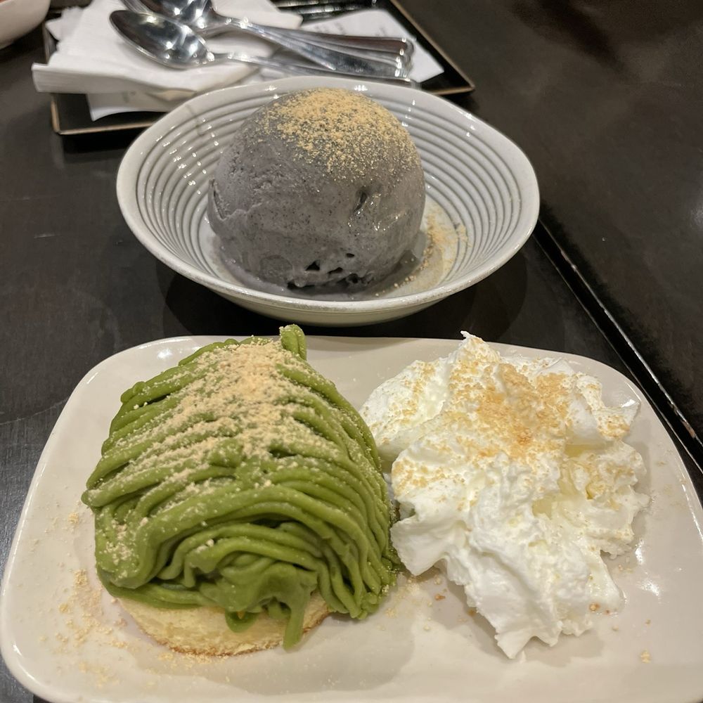 Okan Diner - Mont Blanc cake, black sesame ice cream - Noodles Near Me - San Diego, California