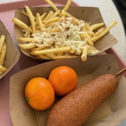 Hand-dipped Corn Dog, Gravy Fries Hand-dipped Corn Dog, Gravy Fries