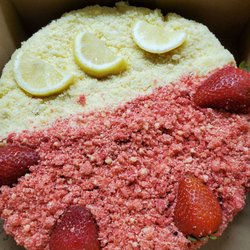 Misses Kisses Pies - 1/2 lemon crunch and 1/2 strawberry crunch cheescake.