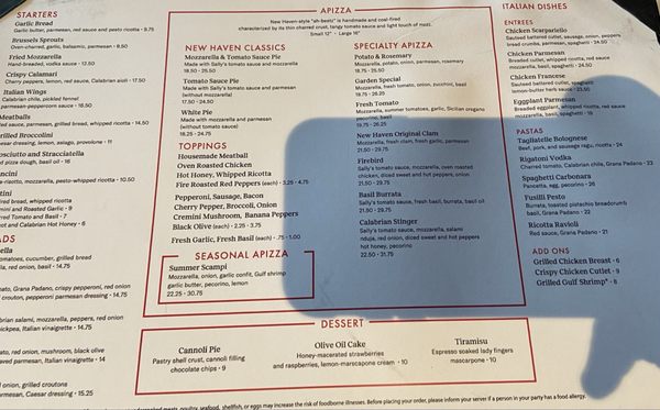 Menu photo 3 Sally's Apizza Woburn, MA Menu photo 3 Sally's Apizza Woburn, MA