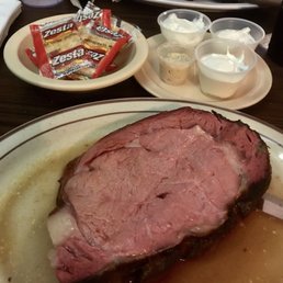 Prime rib (king) $27.55 asked for medium rare but it's more like medium, flavor wise it's just ok