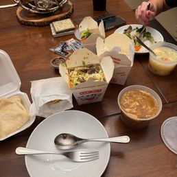 Our order, mu shu beef + hot and sour soup, beef and broccoli (GF) + egg drop soup (GF) Our order, mu shu beef + hot and sour soup, beef and broccoli (GF) + egg drop soup (GF)