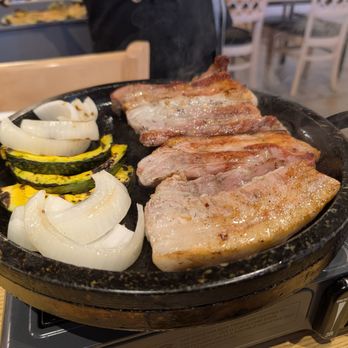 Hangang - They cook the pork belly plate at the table - Korean Near Me - Temple City, California