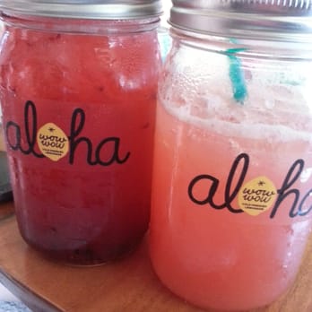 Photo of Wow Wow Hawaiian Lemonade - Kahului, HI, United States. Blackberry lavender lilikoi and strawberry lilikoi pineapple lemonade- very refreshing!