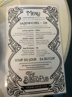 Menu photo 2 The Biblio Pub Roanoke, VA Menu photo 2 The Biblio Pub Roanoke, VA