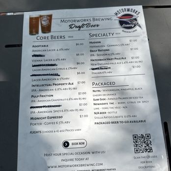 Motorworks Brewing - beer menu - Breweries Near Me - Bradenton, Florida