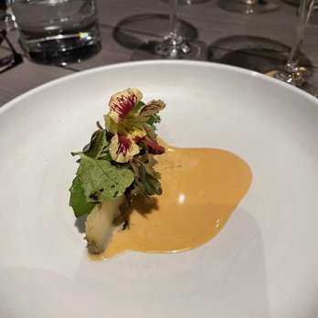 Restaurant Pearl Morissette - This was by far my favourite course.  It was a potatoes wedge with this velvety sauce - Diners Near Me - Lincoln, Ontario