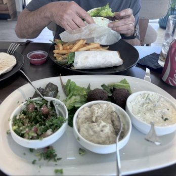Pita Café Plus - Mezze plate and lamb gyro with fries - Mediterranean Near Me - Marina del Rey, California