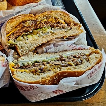 Habit - Char cheeseburger. Cut in half. $6.49. - Burgers Near Me - La Habra, California
