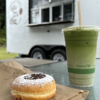 Hilo Ice Coffee - Black sesame matcha & chocolate filled donut - Coffee & Tea Near Me - Hilo, Hawaii Hilo Ice Coffee - Black sesame matcha & chocolate filled donut - Coffee & Tea Near Me - Hilo, Hawaii