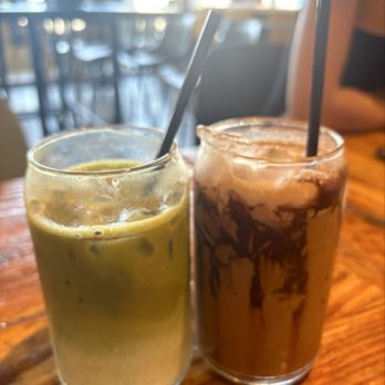 Lazy Dough - Matcha Chai Latte and a mocha - Breakfast & Brunch Near Me - Long Beach, California Lazy Dough - Matcha Chai Latte and a mocha - Breakfast & Brunch Near Me - Long Beach, California