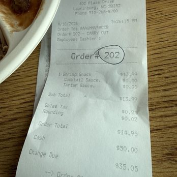 Smithfield's Chicken 'N Bar-B-Q - Receipt - Barbeque Near Me - Laurinburg, North Carolina Smithfield's Chicken 'N Bar-B-Q - Receipt - Barbeque Near Me - Laurinburg, North Carolina
