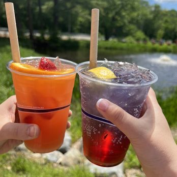 Echo Hill Orchards & Winery - two people holding drinks - Wine Tasting Room Near Me - Monson, Massachusetts