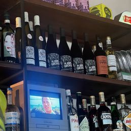 Old school TV playing DVD's behind the bar