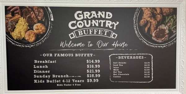 Menu photo 1 Grand Country Buffet Branson, MO