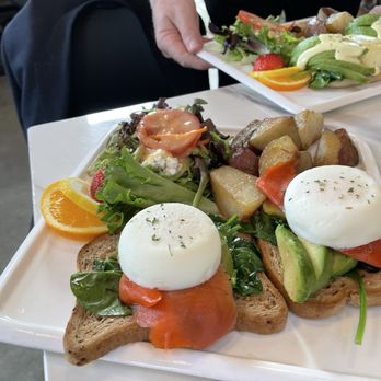 La Bosco Bakery & Cafe - Two eggs Benedicts. The gluten free salmon Benedict came without hollandaise sauce. It was still good. - Bakeries Near Me - Edmonton, Alberta