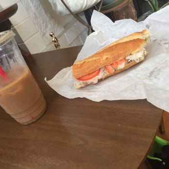 Earthly Coffee - Chicken sandwich with an iced Allman milk coffee - Coffee & Tea Near Me - Oakland, California Earthly Coffee - Chicken sandwich with an iced Allman milk coffee - Coffee & Tea Near Me - Oakland, California