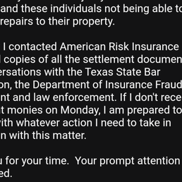 My request to ARI requesting copies of settlement check and documents