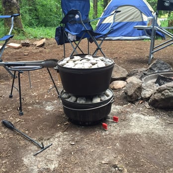 Camp Dakota - Cooking breakfast at our campsite - Paintball Near Me - Scotts Mills, Oregon