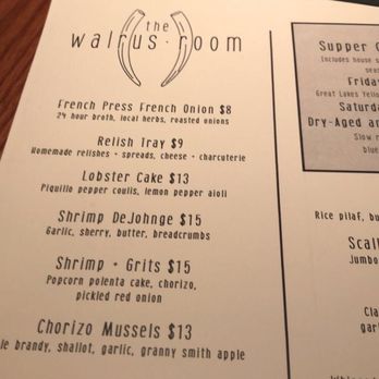 The Walrus Room - Menu - American Near Me - Geneva, Illinois The Walrus Room - Menu - American Near Me - Geneva, Illinois