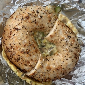Bagels & Beyond - Asparagus and mushroom omelette bagel - Bagels Near Me - Surf City, New Jersey Bagels & Beyond - Asparagus and mushroom omelette bagel - Bagels Near Me - Surf City, New Jersey