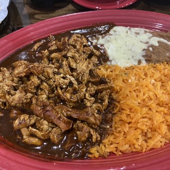 7 Mares - Chicken mole platter-yummy not pictured is the side of tortillas and the cilantro and onions. Delicious as tacos! - Mexican Near Me - Williamsburg, Virginia