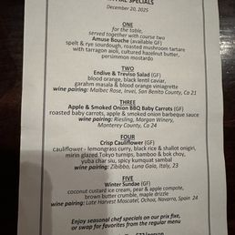 Menu Prix Fixe