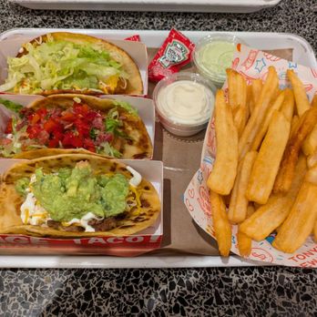 Tony’s Tacos - Fish taco, carne Taco and chicken, bacon and ranch taco. I made it a combo for an extra cost and got fries. - Tacos Near Me - Garden City, New York Tony’s Tacos - Fish taco, carne Taco and chicken, bacon and ranch taco. I made it a combo for an extra cost and got fries. - Tacos Near Me - Garden City, New York