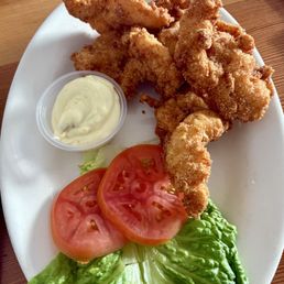 Fried shrimp plate without fries because I up charged for a salad.
