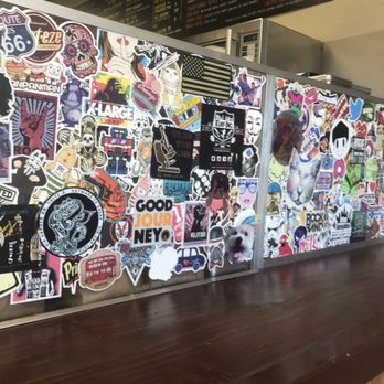 Hippies Brew - Bar seating with cool hippie stickers - Coffee & Tea Near Me - Hayward, California