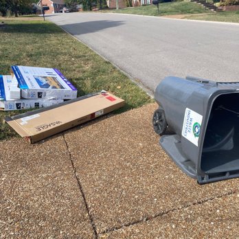 Waste Industries - This is how they left my garbage. At least this time the can was in my drive rather than the bottom of the hill - Junk Removal & Hauling Near Me - Nashville, Tennessee Waste Industries - This is how they left my garbage. At least this time the can was in my drive rather than the bottom of the hill - Junk Removal & Hauling Near Me - Nashville, Tennessee
