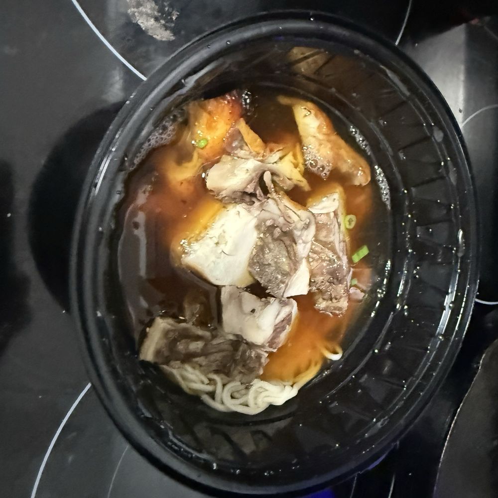 Grilled chicken noodle soup