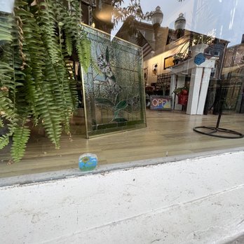 Old Town Stained Glass - painted rock in the window - Arts & Crafts Near Me - Winchester, Virginia