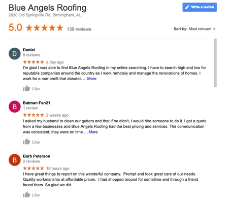 Highly Reviewed - WE HAVE THE BEST ROOFING REVIEWS IN BIRMINGHAM FOR A REASON.