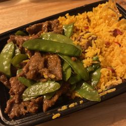 Shanghai Asian Fusion - Beef and snow peas with pork friend rice- little to zero flavor.