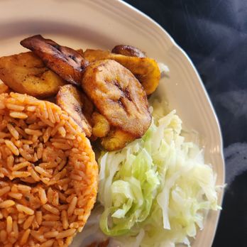 Nations Cafe - Jollof rice, fried plantains and cabbage - African Near Me - Sandy Springs, Georgia