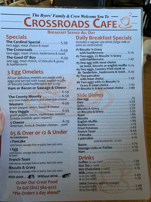 Menu photo 2 Crossroads Cafe Bloomfield, IN