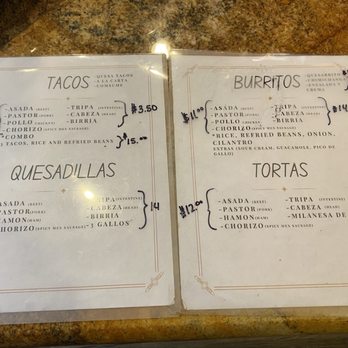 Tacos Mis Gallos - Half of the menu - Tacos Near Me - Oxnard, California