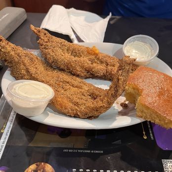 Y'all's Down-Home Southern Cafe - Fried Catfish and a slice of corn bread - Soul Food Near Me - Round Rock, Texas Y'all's Down-Home Southern Cafe - Fried Catfish and a slice of corn bread - Soul Food Near Me - Round Rock, Texas