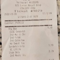 KFC - Our receipt from lunch