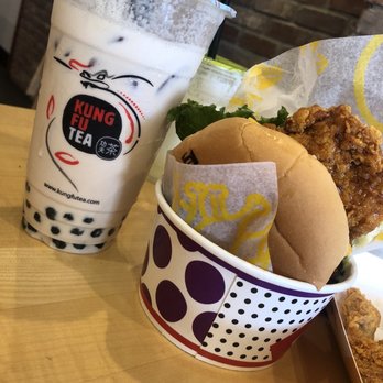 Kung Fu Tea - Spicy Crispy Chicken Sandwich and milk tea - Bubble Tea Near Me - Rochester Hills, Michigan Kung Fu Tea - Spicy Crispy Chicken Sandwich and milk tea - Bubble Tea Near Me - Rochester Hills, Michigan