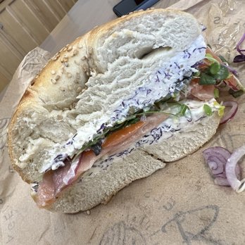 Fin’s Bagels - Fin's Bagel with salmon - Bagels Near Me - Honolulu, Hawaii